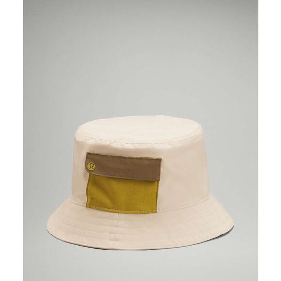 LULULEMON On My Level Bucket Hat White Opal Auric Gold Artifact Sz S/M NWT